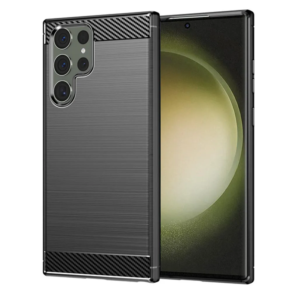 Custodia per Samsung Galaxy S23 Ultra S918, Techsuit, Carbonio, Nera - immagine 1