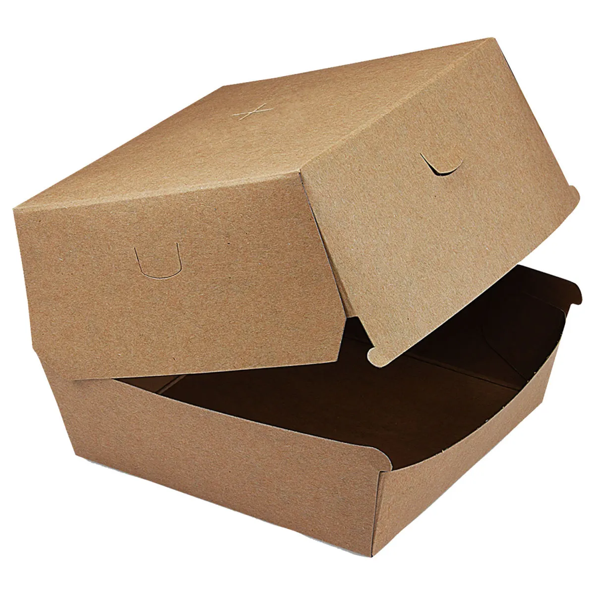 50x WIMEX Scatola per hamburger con protezione per il grasso; 13.5x13.5x10 cm (LxLxH); marrone; 50 pz. / Pacco - immagine 1