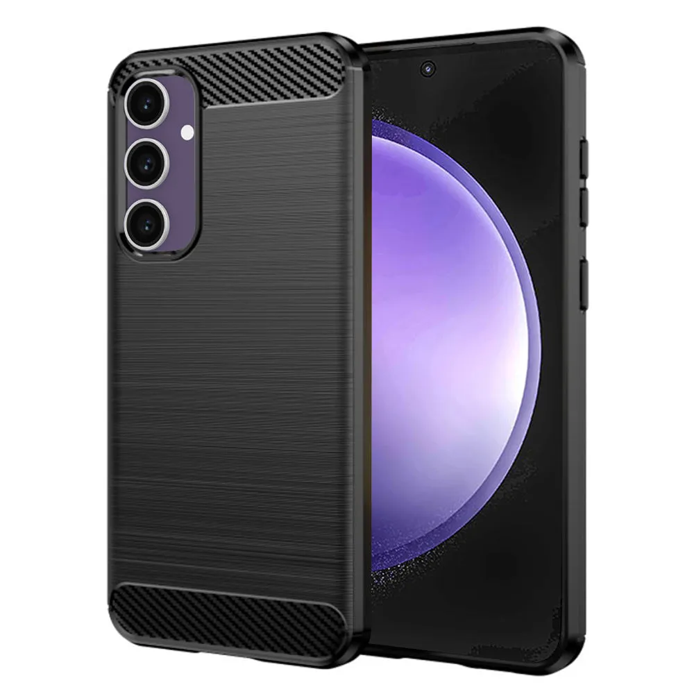 Custodia per Samsung Galaxy S23 FE S711, Techsuit, Carbonio, Nera - immagine 1