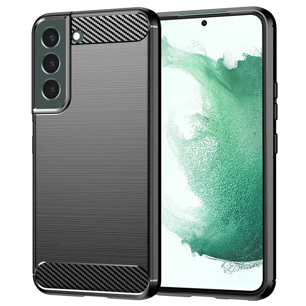 Custodia per Samsung Galaxy S22+ 5G S906, Techsuit, Carbonio, Nera - immagine 1