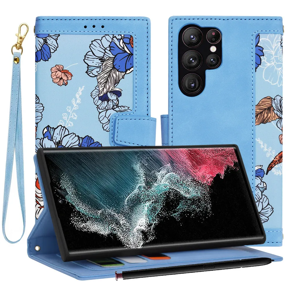 Custodia per Samsung Galaxy S22 Ultra 5G S908, Techsuit, FlipCraft, Blu - immagine 1