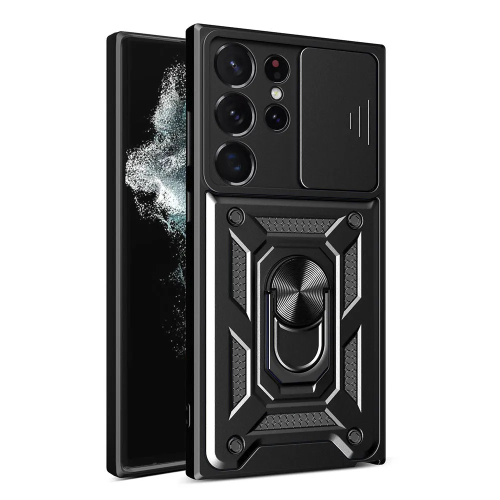 Custodia per Samsung Galaxy S22 Ultra 5G S908, Techsuit, CamShield, Nera - immagine 1