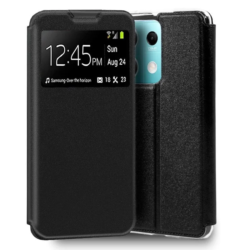 Custodia Flip Cover in Stile Libro Nero Semplice e Fresco per Xiaomi Redmi Note 13 5G - immagine 1
