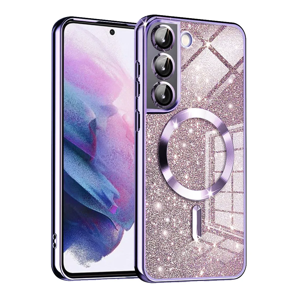 Custodia MagSafe per Samsung Galaxy S22 5G S901, Techsuit, Luxury Glitter, Viola Chiaro - immagine 1