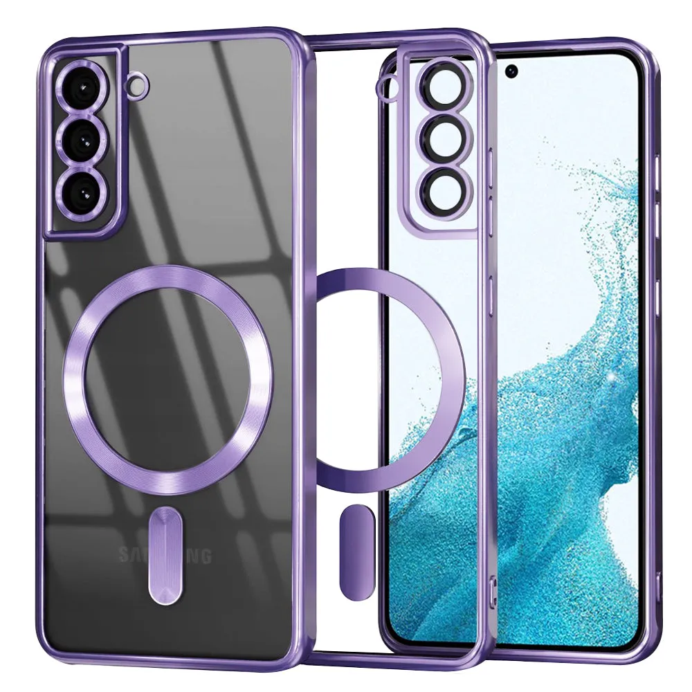 Custodia MagSafe per Samsung Galaxy S22 5G S901, Techsuit, Luxury Crystal, Viola Chiaro - immagine 1