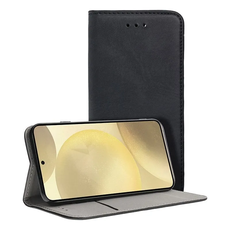 Custodia a libro con copertina a libro nera semplice e alla moda per Samsung Galaxy S24 Plus / S25 Plus - immagine 1