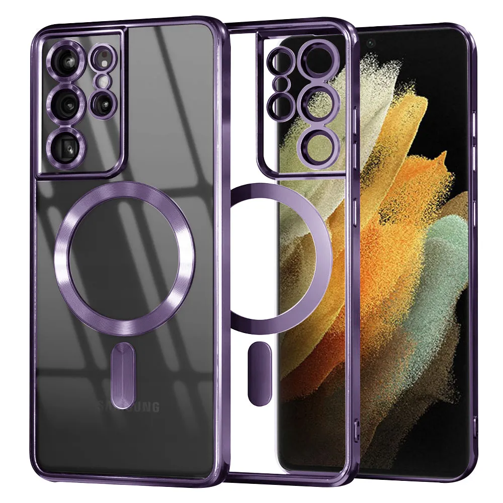 Custodia MagSafe per Samsung Galaxy S21 Ultra 5G G998, Techsuit, Luxury Crystal, Viola Chiaro - immagine 1