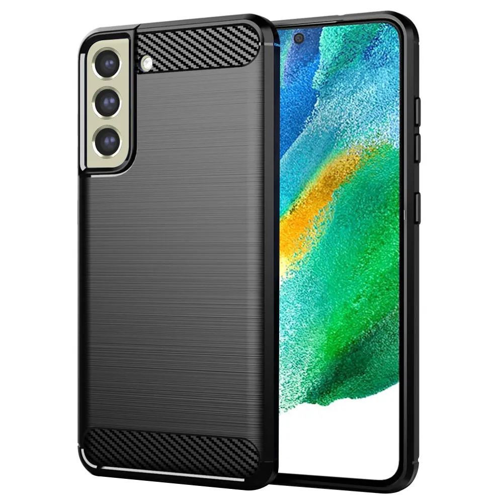 Custodia per Samsung Galaxy S21 FE 5G G990, Techsuit, Carbonio, Nera - immagine 1