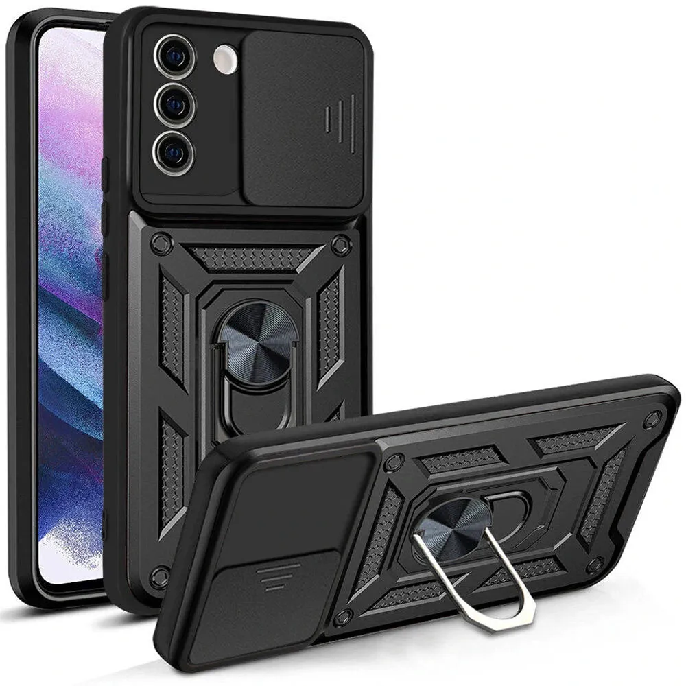 Custodia per Samsung Galaxy S21 FE 5G G990, Techsuit, CamShield, Nera - immagine 1
