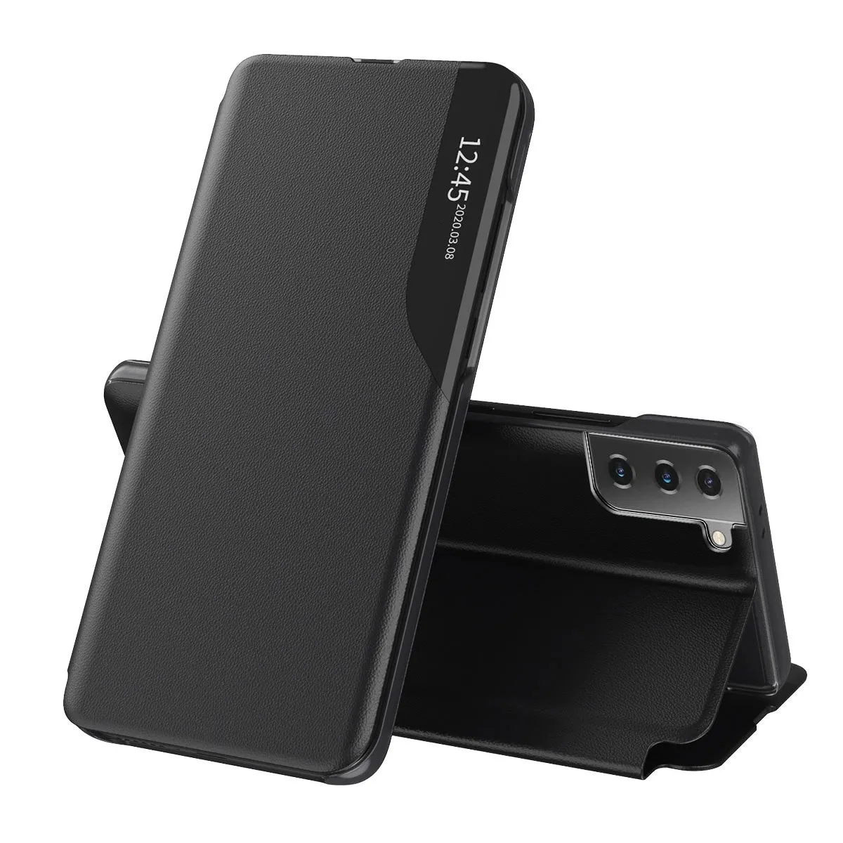 Custodia per Samsung Galaxy S21 5G G991, Techsuit, eFold, Nera - immagine 1