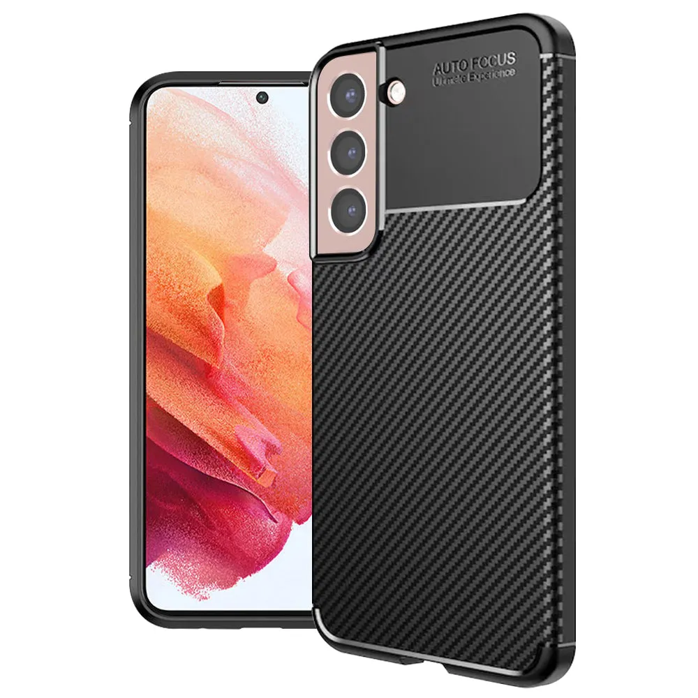Custodia per Samsung Galaxy S21 5G G991, Techsuit, CarbonFiber, Nera - immagine 1