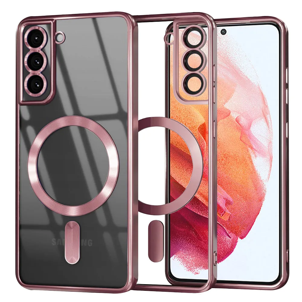Custodia MagSafe per Samsung Galaxy S21 5G G991, Techsuit, Luxury Crystal, Rosa - immagine 1