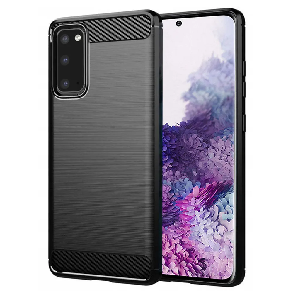 Custodia per Samsung Galaxy S20 5G G981 / S20 G980, Techsuit, Carbonio, Nera - immagine 1