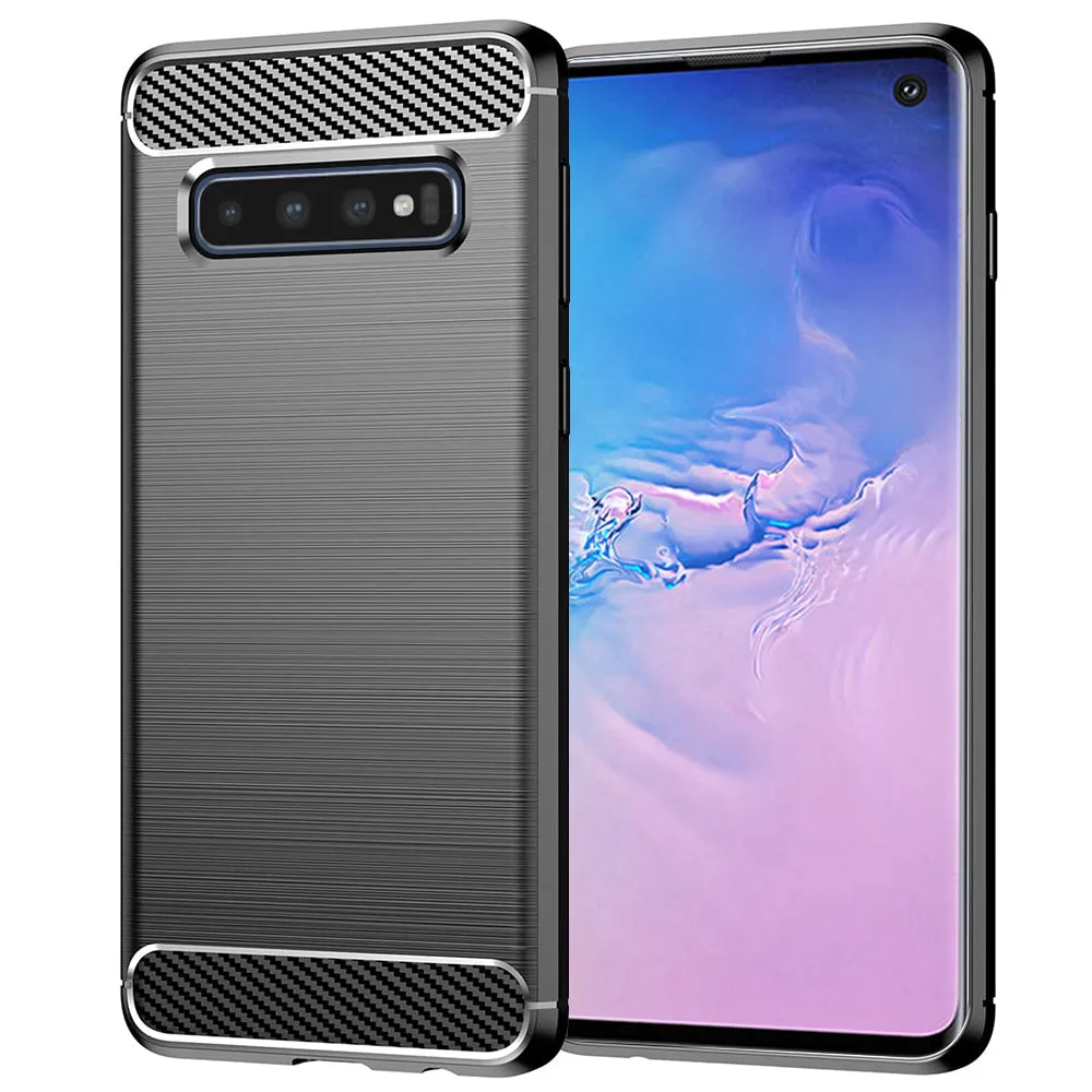 Custodia per Samsung Galaxy S10 G973, Techsuit, Carbonio, Nera - immagine 1