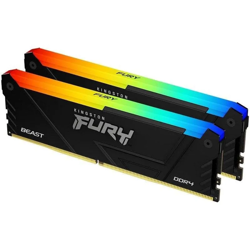Memoria RAM Kingston FURY Beast RGB 32GB 2x16GB DDR4 3200MHz CL16 Nero RGB - immagine 1