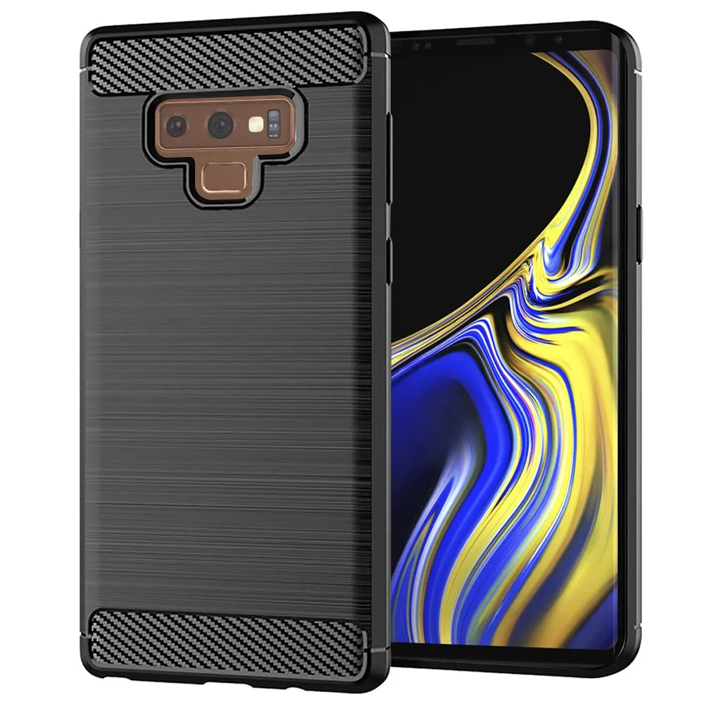 Custodia per Samsung Galaxy Note 9 N960, Techsuit, Carbonio, Nera - immagine 1