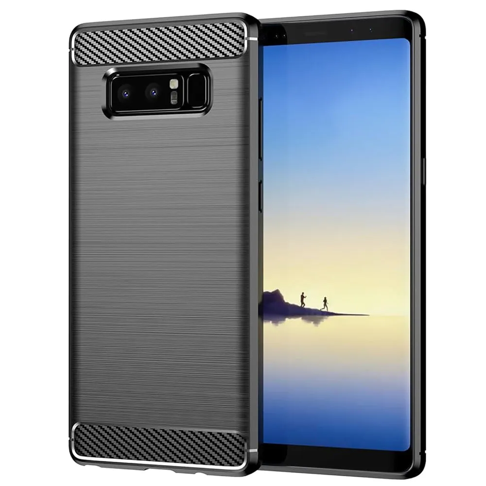 Custodia per Samsung Galaxy Note 8 N950, Techsuit, Carbonio, Nera - immagine 1