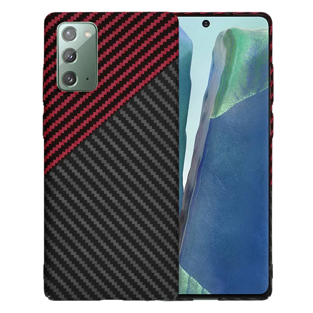 Custodia per Samsung Galaxy Note 20 5G N981 / Note 20 N980, Techsuit, Carbonite FiberShell, Nero Rosso - immagine 1