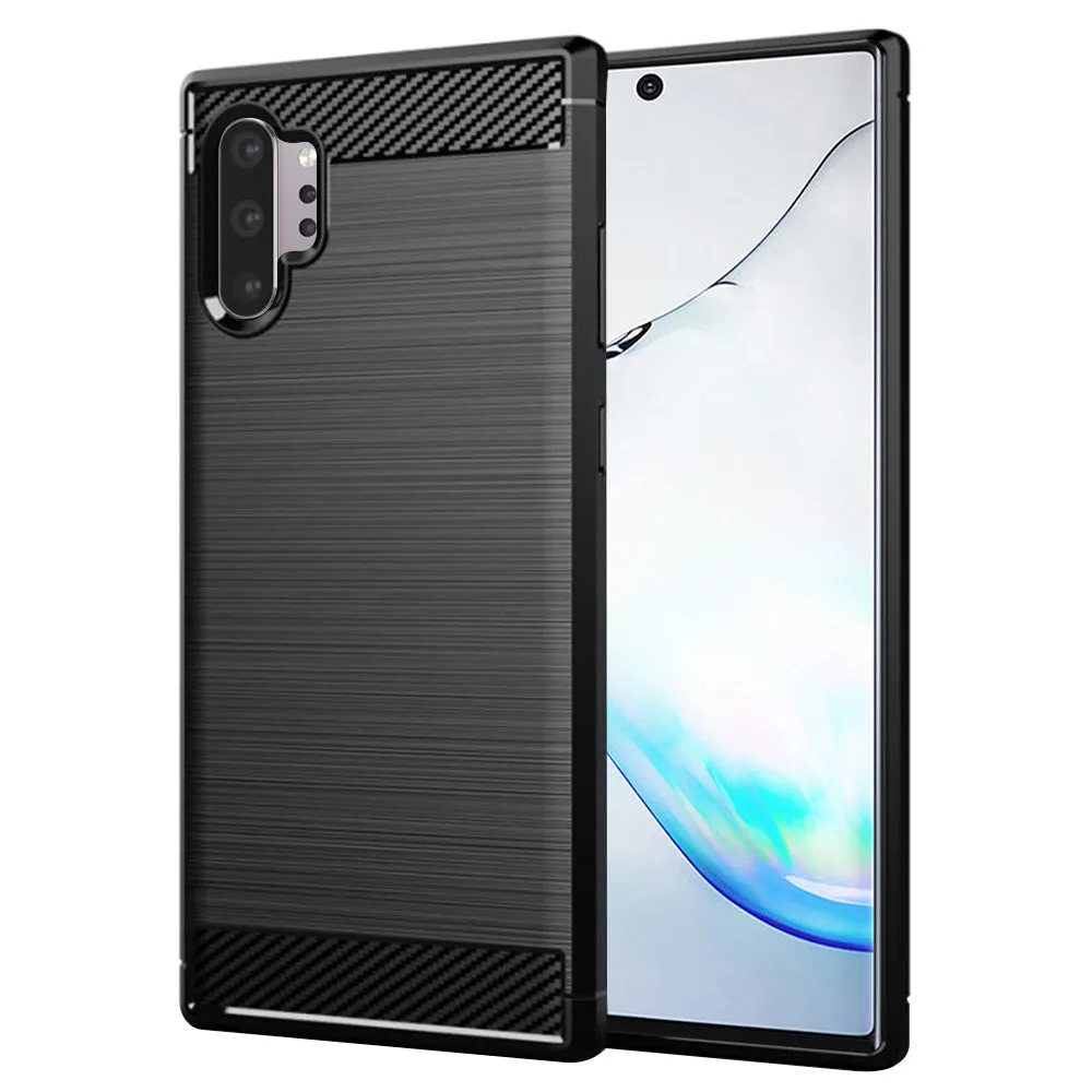 Custodia per Samsung Galaxy Note 10+ 5G N976 / Note 10+ N975, Techsuit, Carbonio, Nera - immagine 1