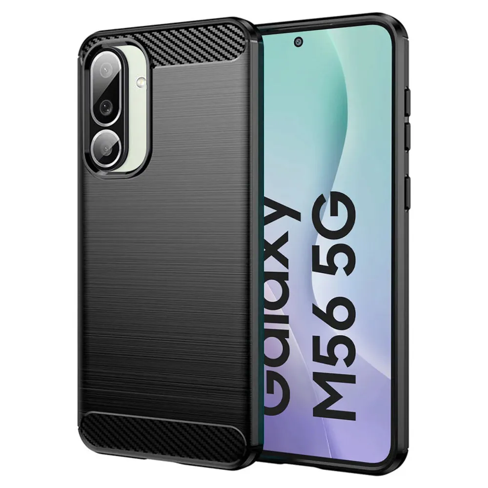 Custodia per Samsung Galaxy M56 M566, Techsuit, Carbonio, Nera - immagine 1