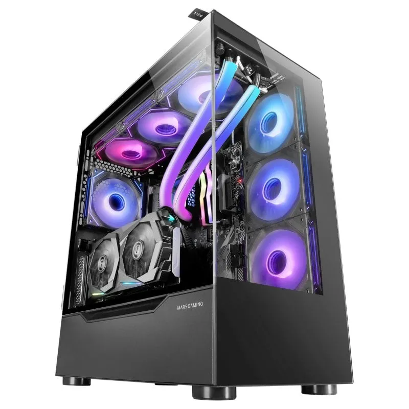 Mars Gaming Mc-ult Custom Gaming Case Xxl E-atx doppio vetro temperato + porta laterale nera - immagine 1