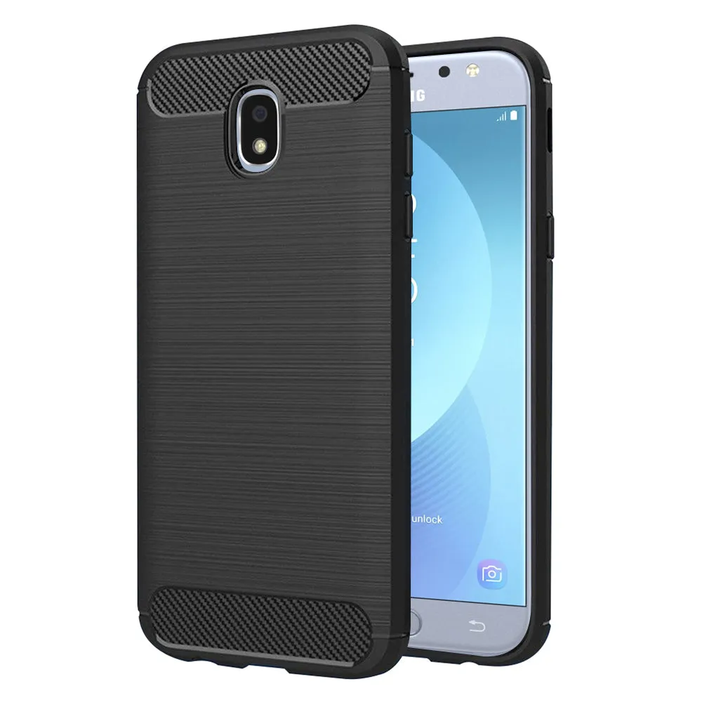 Custodia per Samsung Galaxy J5 (2017) J530, Techsuit, Carbonio, Nera - immagine 1