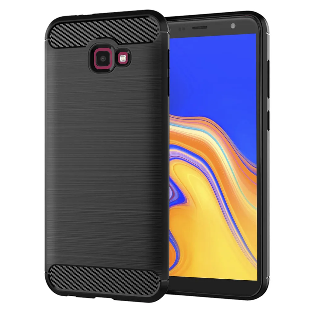 Custodia per Samsung Galaxy J4 Plus (2018) J415, Techsuit, Carbonio, Nera - immagine 1