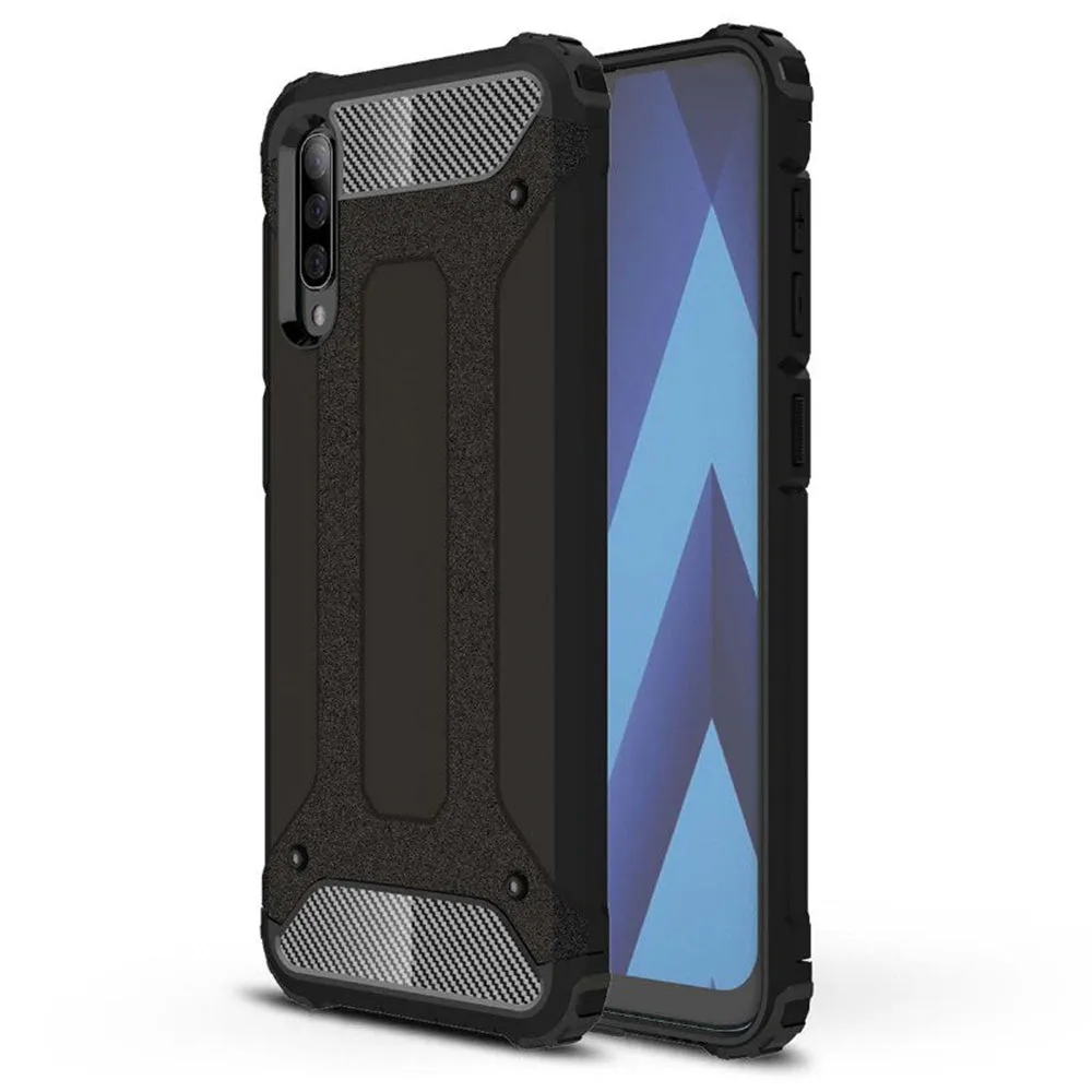 Custodia per Samsung Galaxy A70s A707 / A70 A705, Techsuit, Hybrid Armor, Nera - immagine 1
