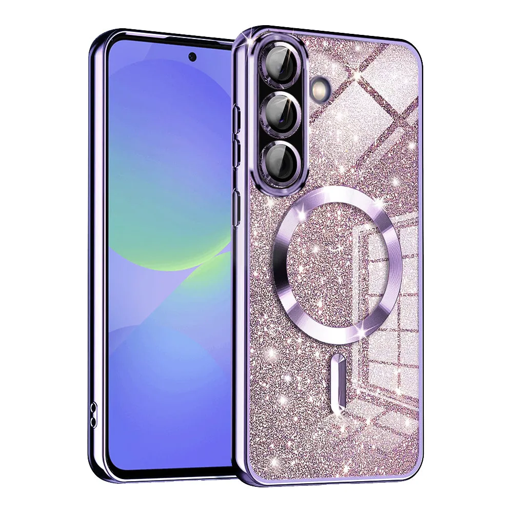 Custodia MagSafe per Samsung Galaxy A56 A566 / A36 A366, Techsuit, Luxury Glitter, Viola Chiaro - immagine 1