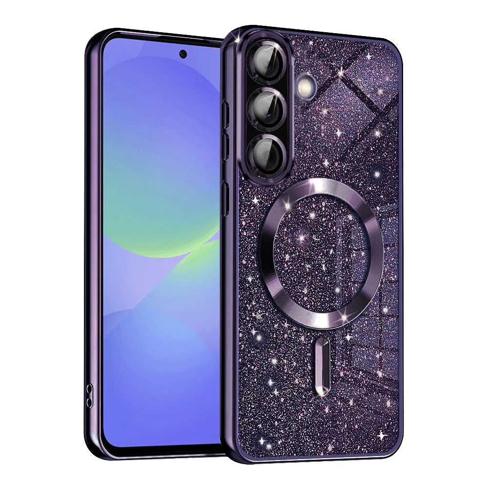 Custodia MagSafe per Samsung Galaxy A56 A566 / A36 A366, Techsuit, Luxury Glitter, Viola Scuro - immagine 1