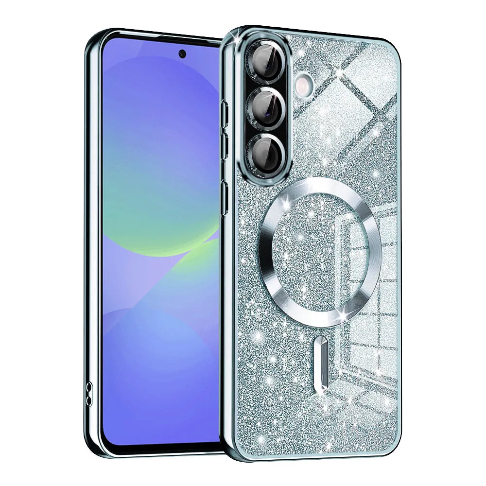 Custodia MagSafe per Samsung Galaxy A56 A566 / A36 A366, Techsuit, Luxury Glitter, Blu - immagine 1
