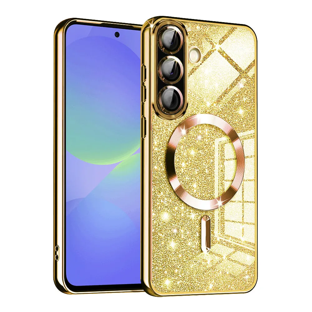 Custodia MagSafe per Samsung Galaxy A56 A566 / A36 A366, Techsuit, Luxury Glitter, Dorata - immagine 1