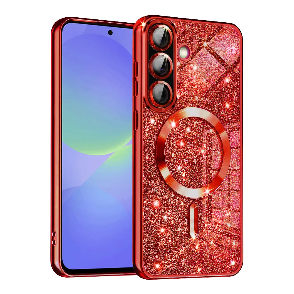 Custodia MagSafe per Samsung Galaxy A56 A566 / A36 A366, Techsuit, Luxury Glitter, Rosa - immagine 1