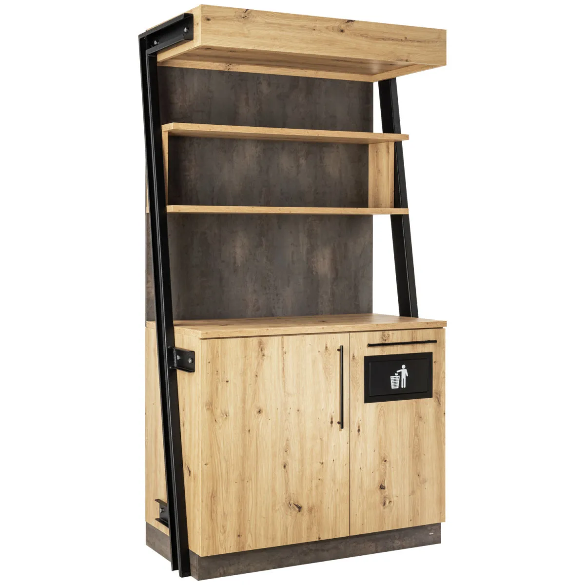 VEGA Mobile bar Baristo Industrial con raccolta rifiuti; 118x61x216 cm (LxPxH); quercia selvatica - immagine 1