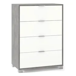 QUADRANTE 784 Cassettiera 4 Cassetti Cemento e Bianco neve (80cm) - immagine 1