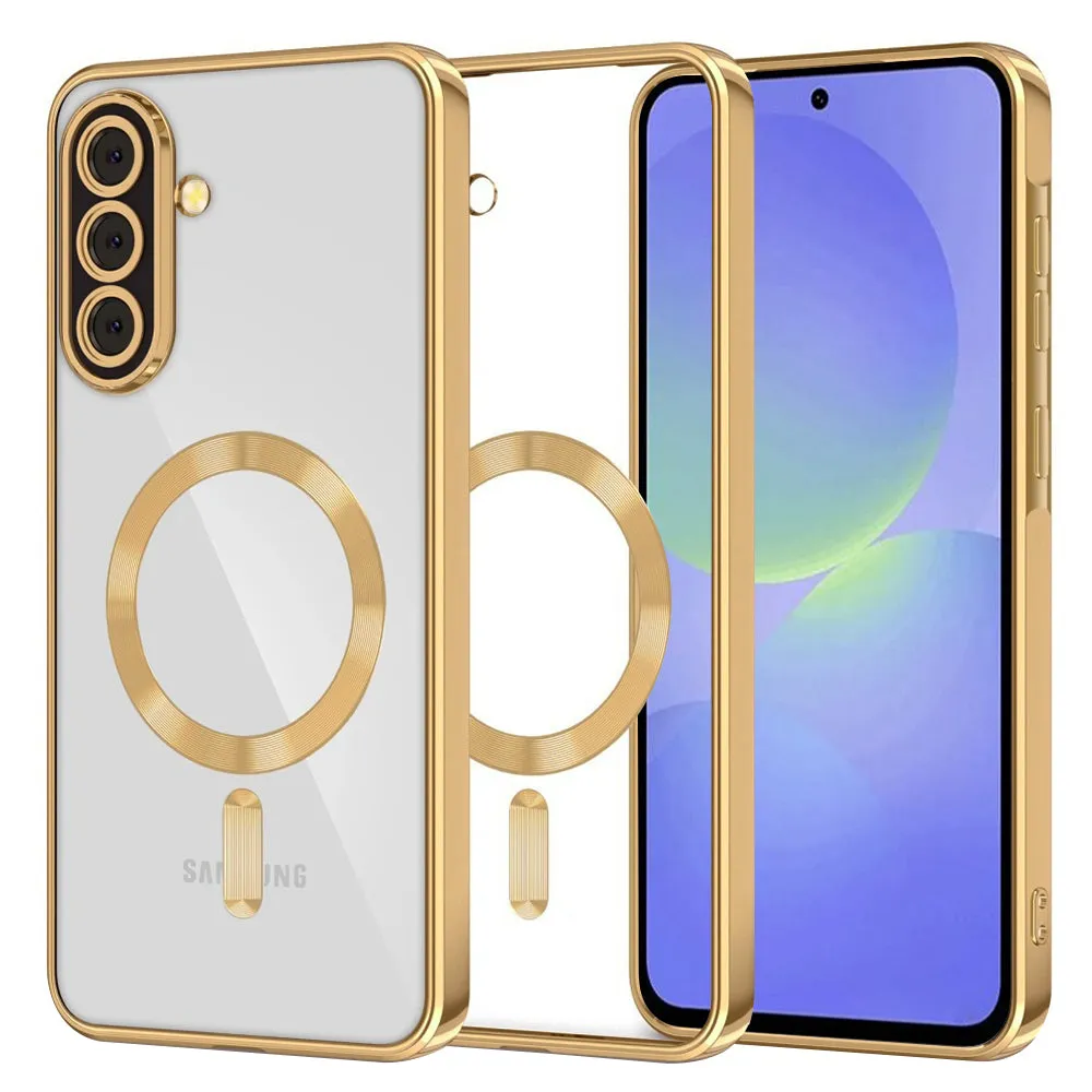 Custodia MagSafe per Samsung Galaxy A56 A566 / A36 A366, Techsuit, Luxury Crystal, Oro - immagine 1
