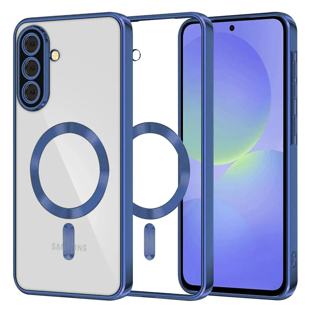 Custodia MagSafe per Samsung Galaxy A56 A566 / A36 A366, Techsuit, Luxury Crystal, Blu Scuro - immagine 1
