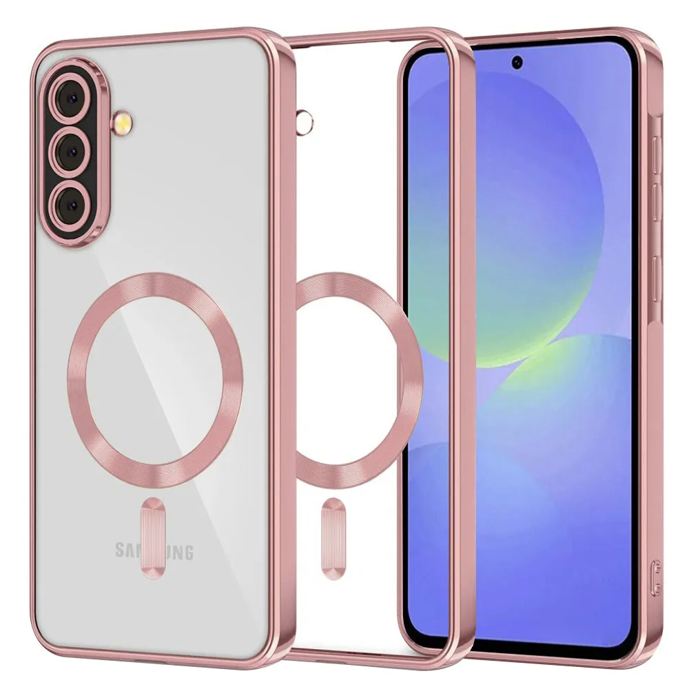 Custodia MagSafe per Samsung Galaxy A56 A566 / A36 A366, Techsuit, Luxury Crystal, Rosa - immagine 1