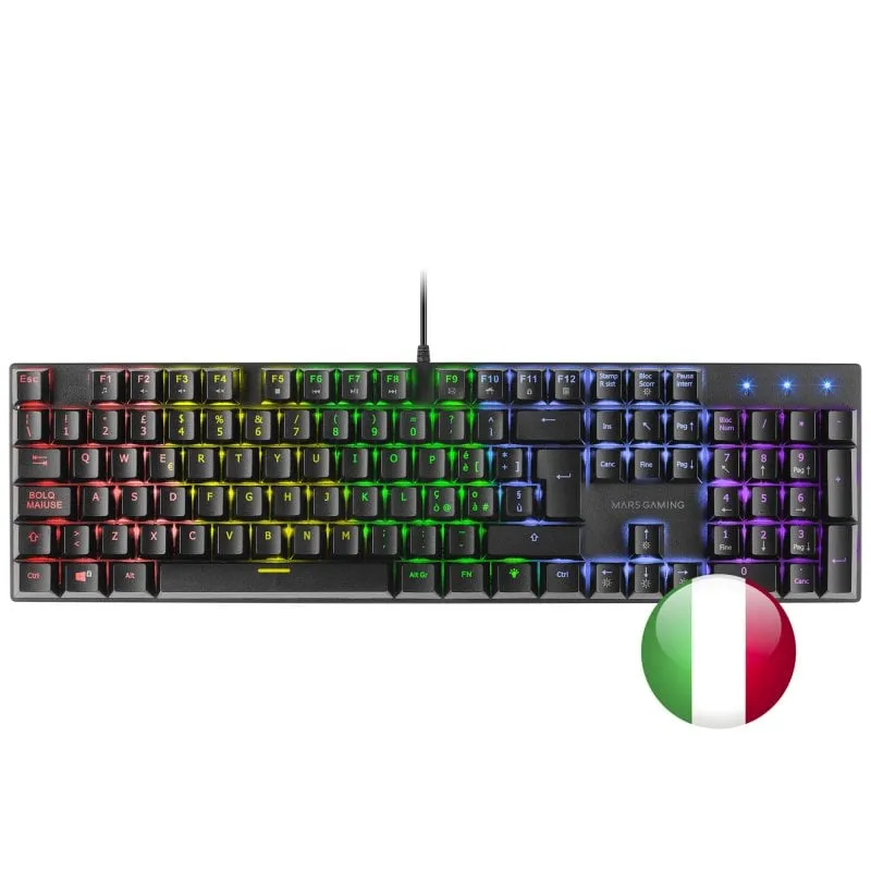 Mars Gaming Mk422 Tastiera meccanica nera Switch RGB Rossa Lingua italiana - immagine 1