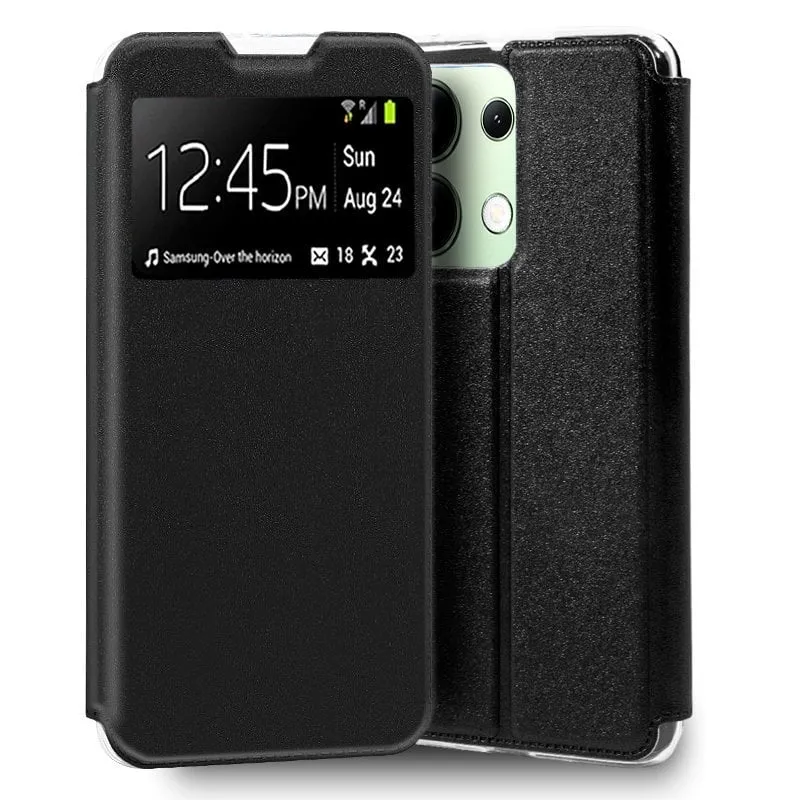 Custodia a libro nera semplice e alla moda con flip cover per Xiaomi Redmi Note 13 - immagine 1