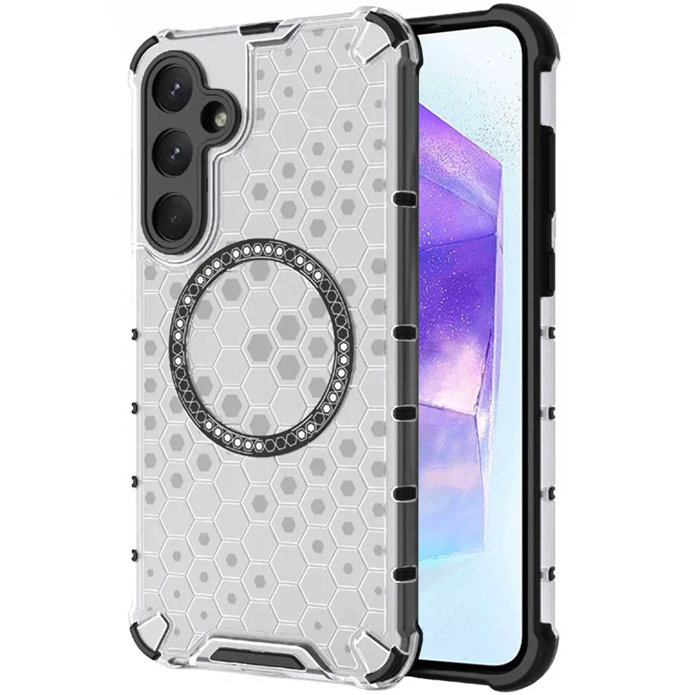 Custodia MagSafe per Samsung Galaxy A55 5G A556, Techsuit, HoneyComb Shield, Bianca - immagine 1