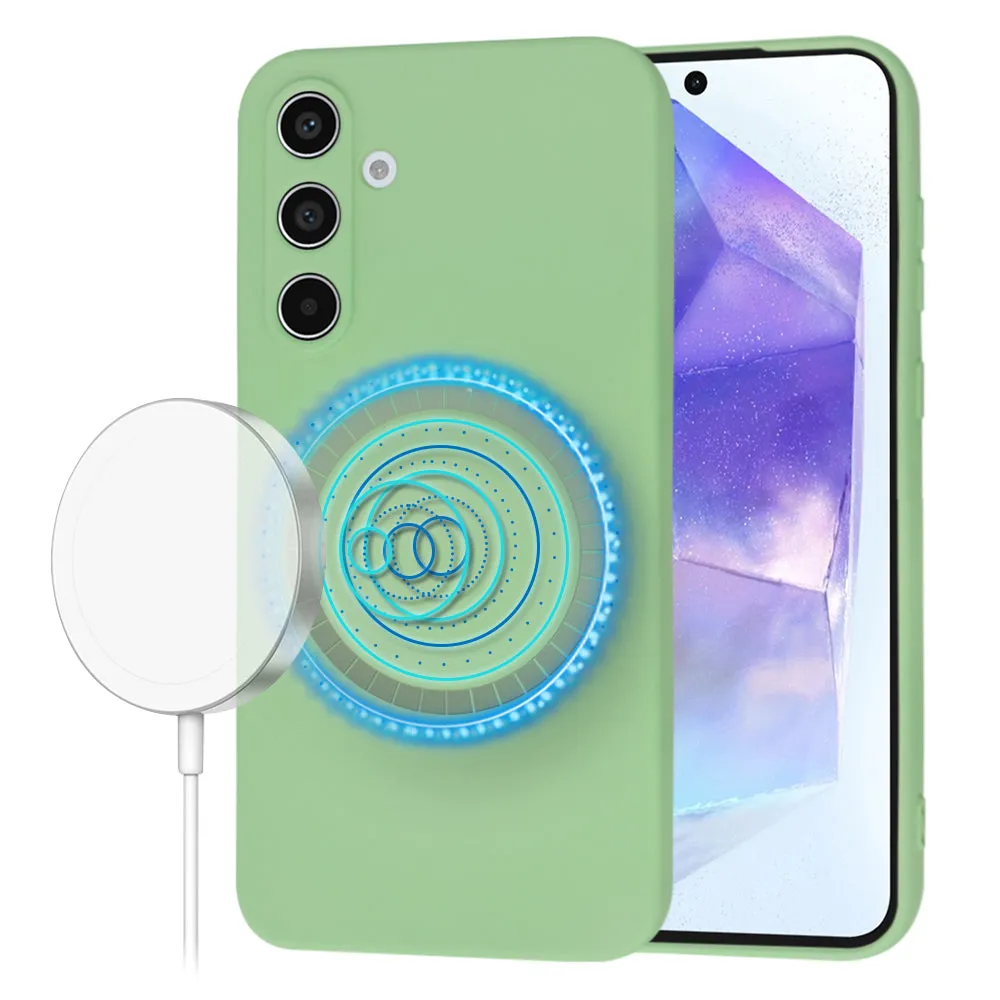 Custodia MagSafe per Samsung Galaxy A55 5G A556, Techsuit, SoftFlex, Verde Chiaro - immagine 1