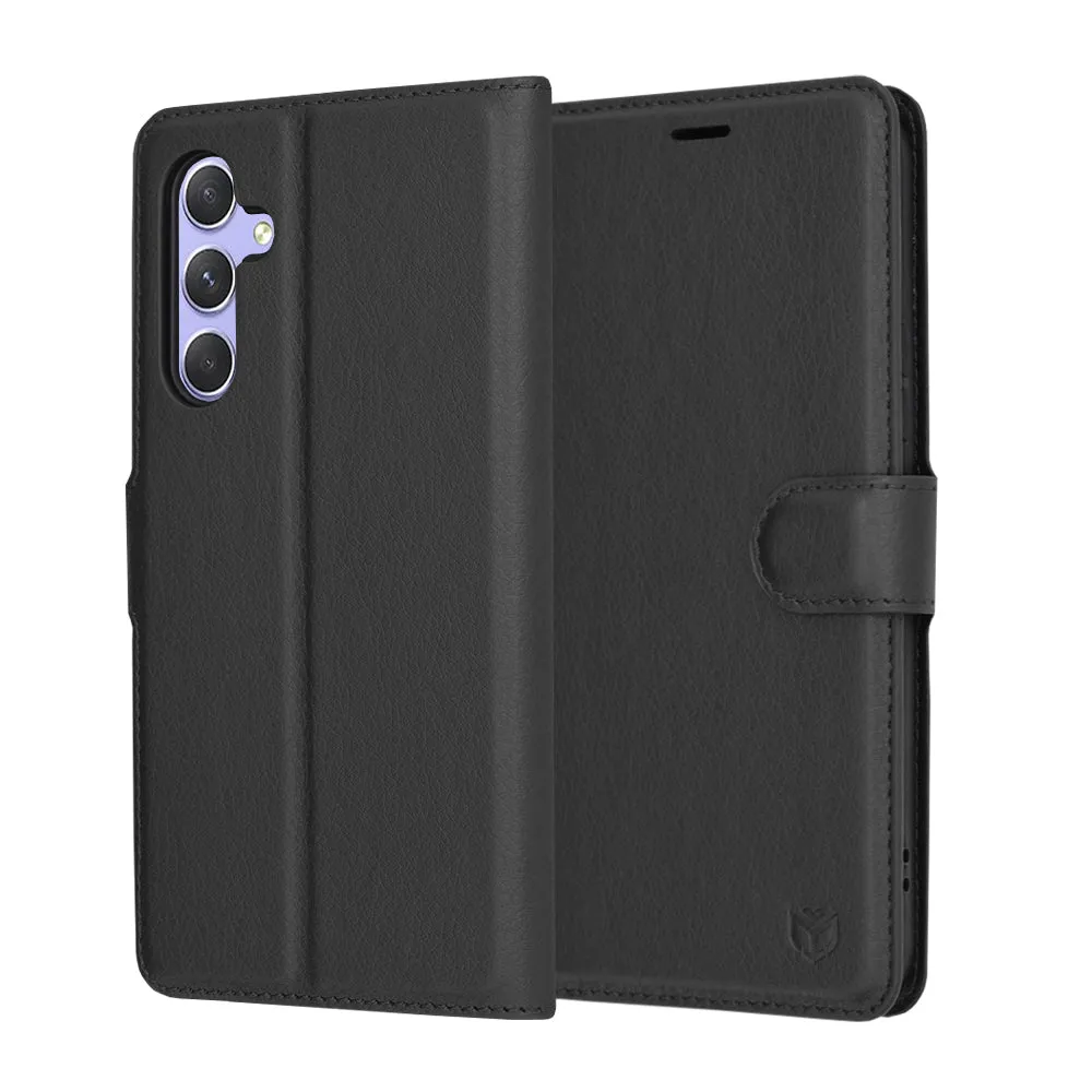 Custodia per Samsung Galaxy A54 A546, Techsuit, Leather Folio, Nera - immagine 1