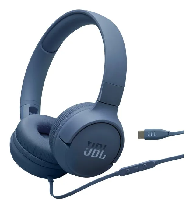 Auricolari JBL con Filo USB-C Microfono Pieghevoli Blu 32 mm Hi-Res Audio - immagine 1