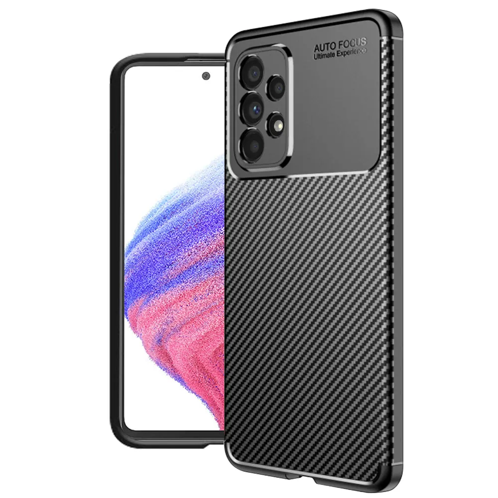 Custodia per Samsung Galaxy A53 5G A536, Techsuit, CarbonFiber, Nera - immagine 1