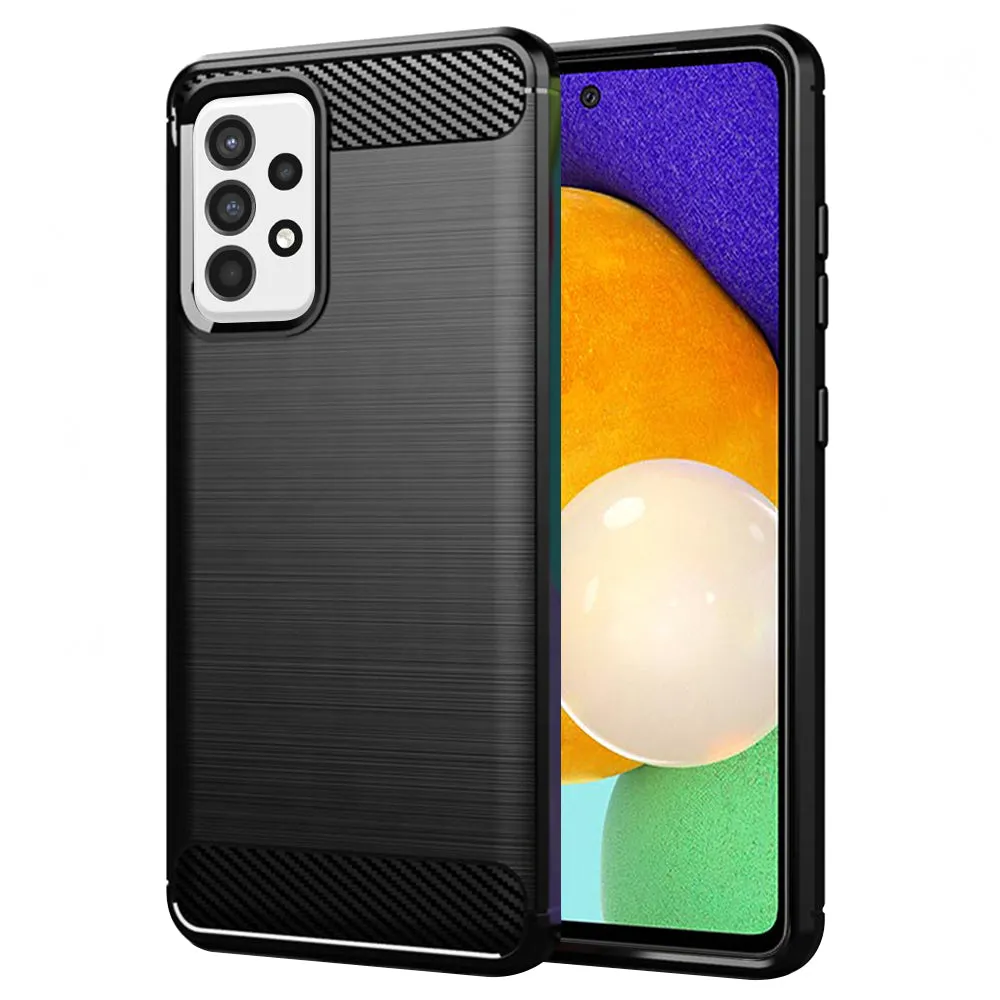 Custodia per Samsung Galaxy A52s 5G A528 / A52 5G A526 / A52 A525, Techsuit, Carbonio, Nera - immagine 1