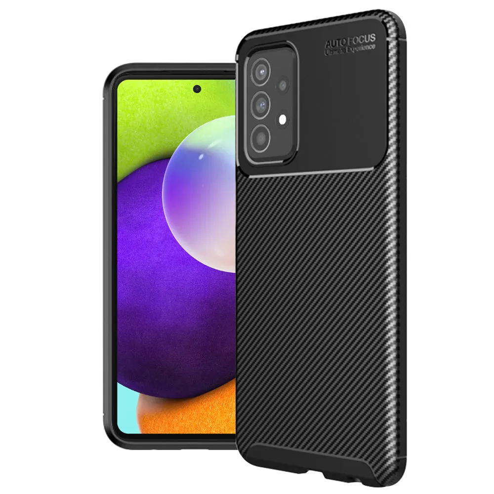 Custodia per Samsung Galaxy A52s 5G A528 / A52 5G A526 / A52 A525, Techsuit, CarbonFiber, Nera - immagine 1