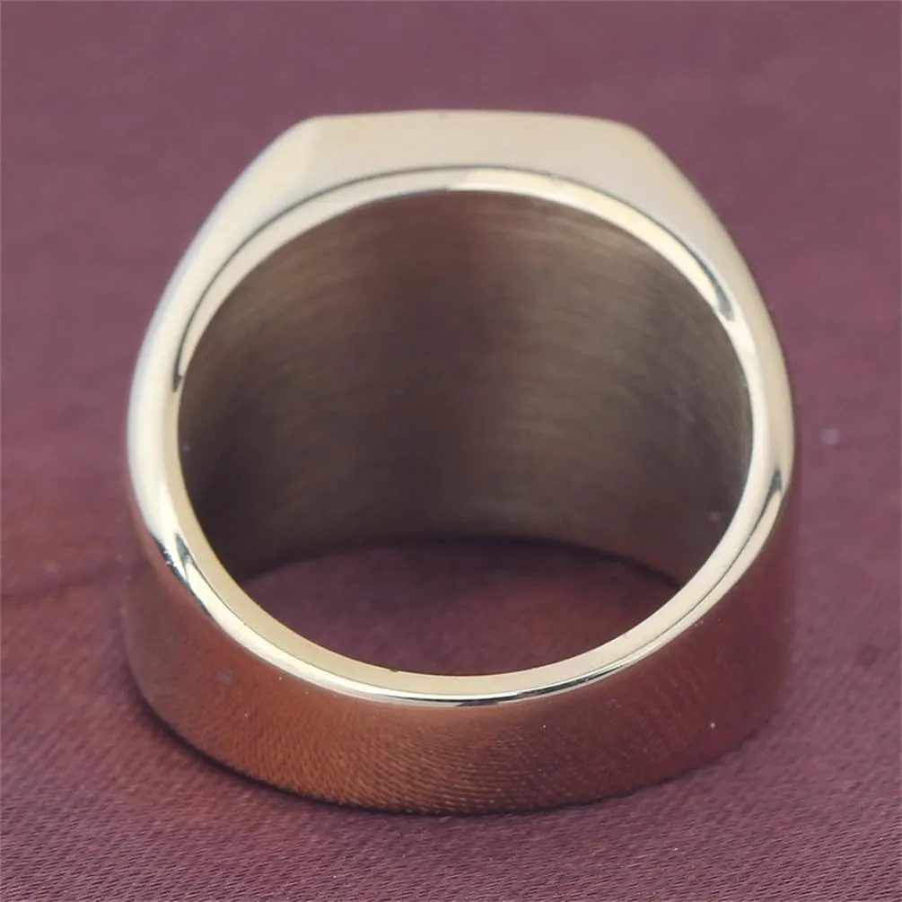 PAURO Anello in Acciaio Inossidabile Personalizzato con Iniziale Quadrata Dell'alfabeto dalla A alla Z per Uomo e Donna Oro X Misura 17 - immagine 2