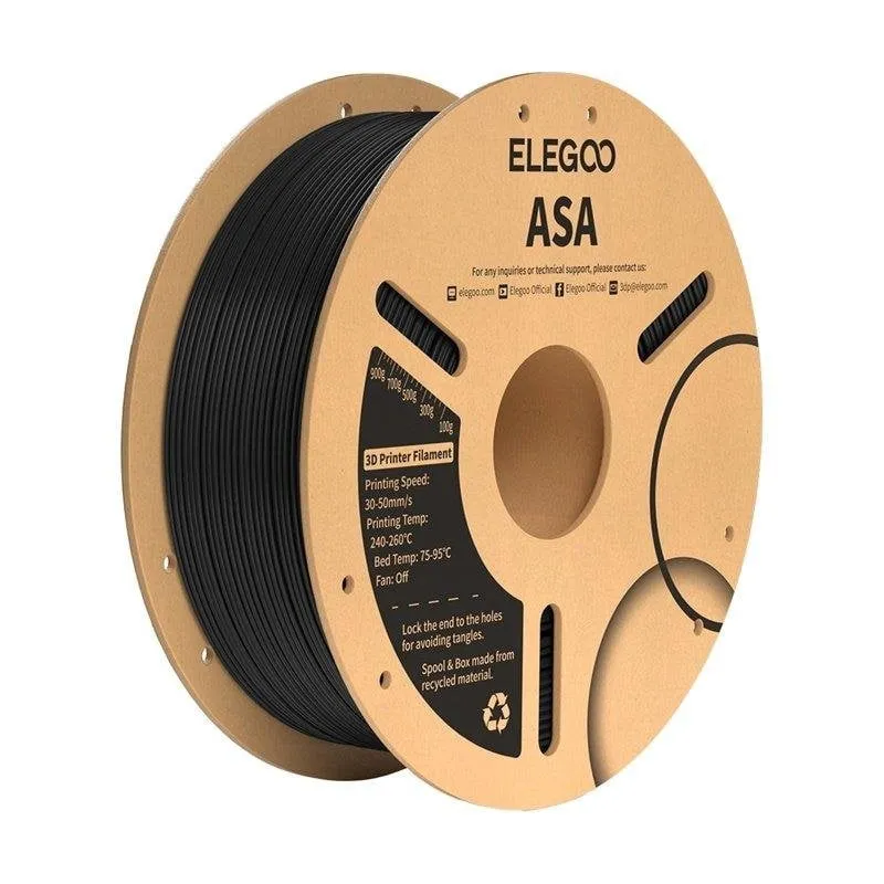 Filamento ASA Elegoo 50.203.0182 Nero 1,75 mm Alta Resistenza UV - immagine 1