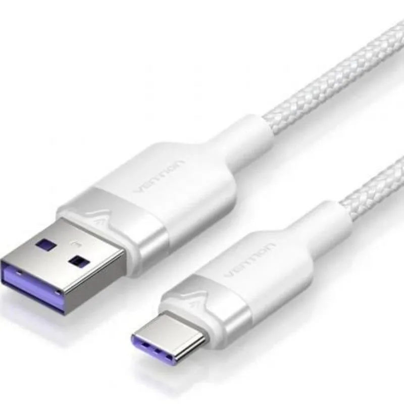 Cavo USB Vention CTOWF Tipo-C a USB-A 1m 100W 480Mbps Bianco - immagine 1